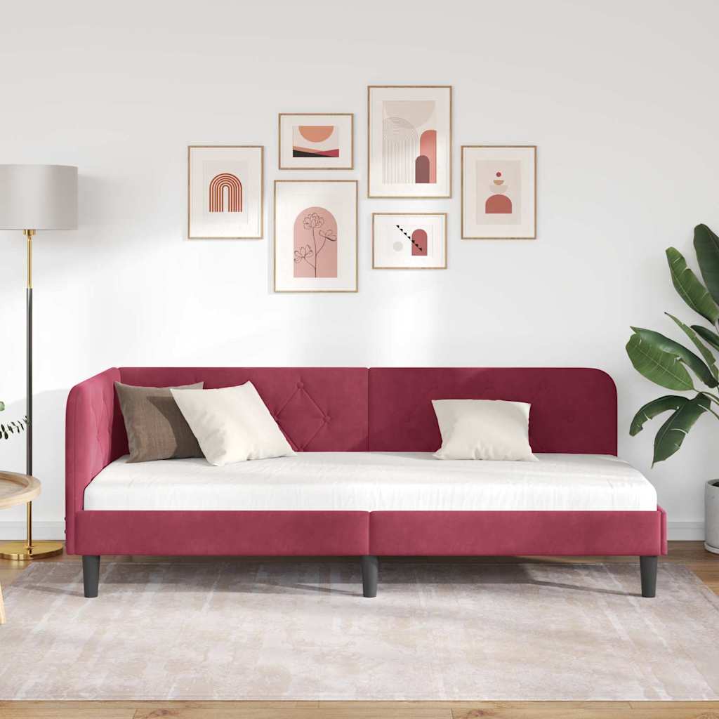vidaXL Κρεβάτι Γωνίας Κόκκινο 80 x 200 cm Βελούδο