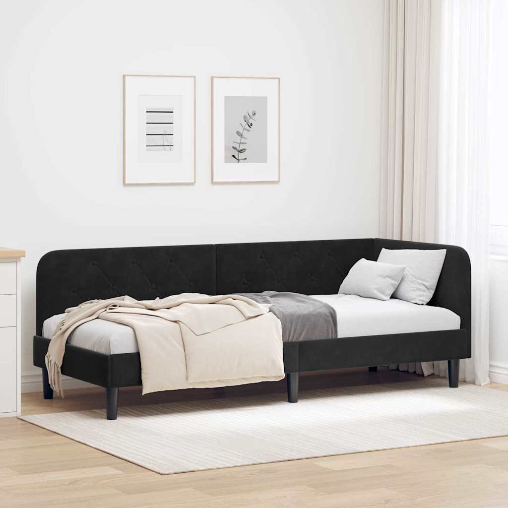 vidaXL Κρεβάτι Γωνίας Μαύρο 80 x 200 cm Βελούδο