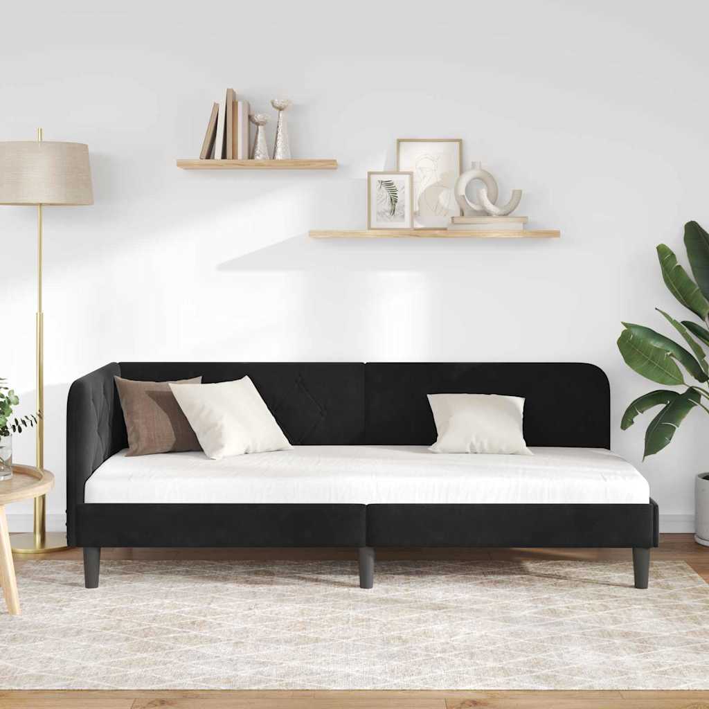 vidaXL Κρεβάτι Γωνίας Μαύρο 80 x 200 cm Βελούδο