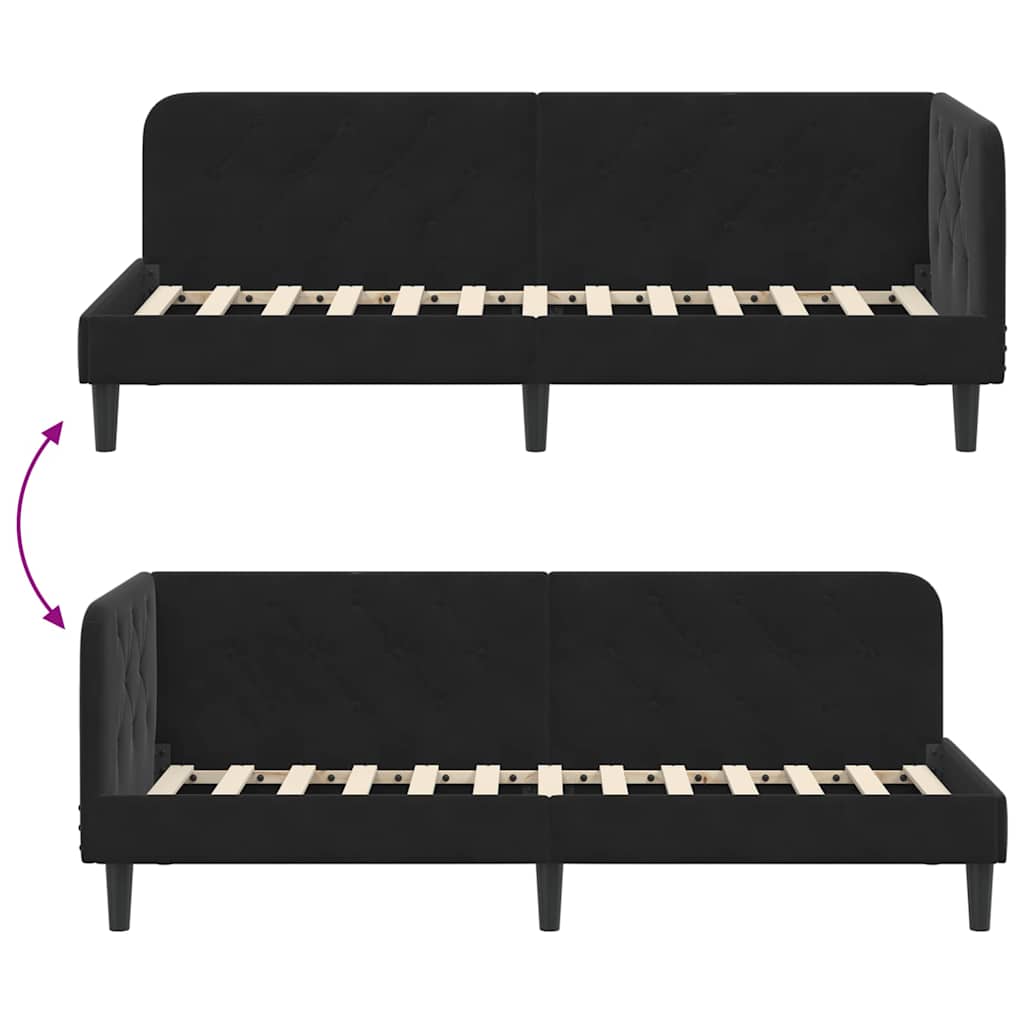 vidaXL Κρεβάτι Γωνίας Μαύρο 80 x 200 cm Βελούδο