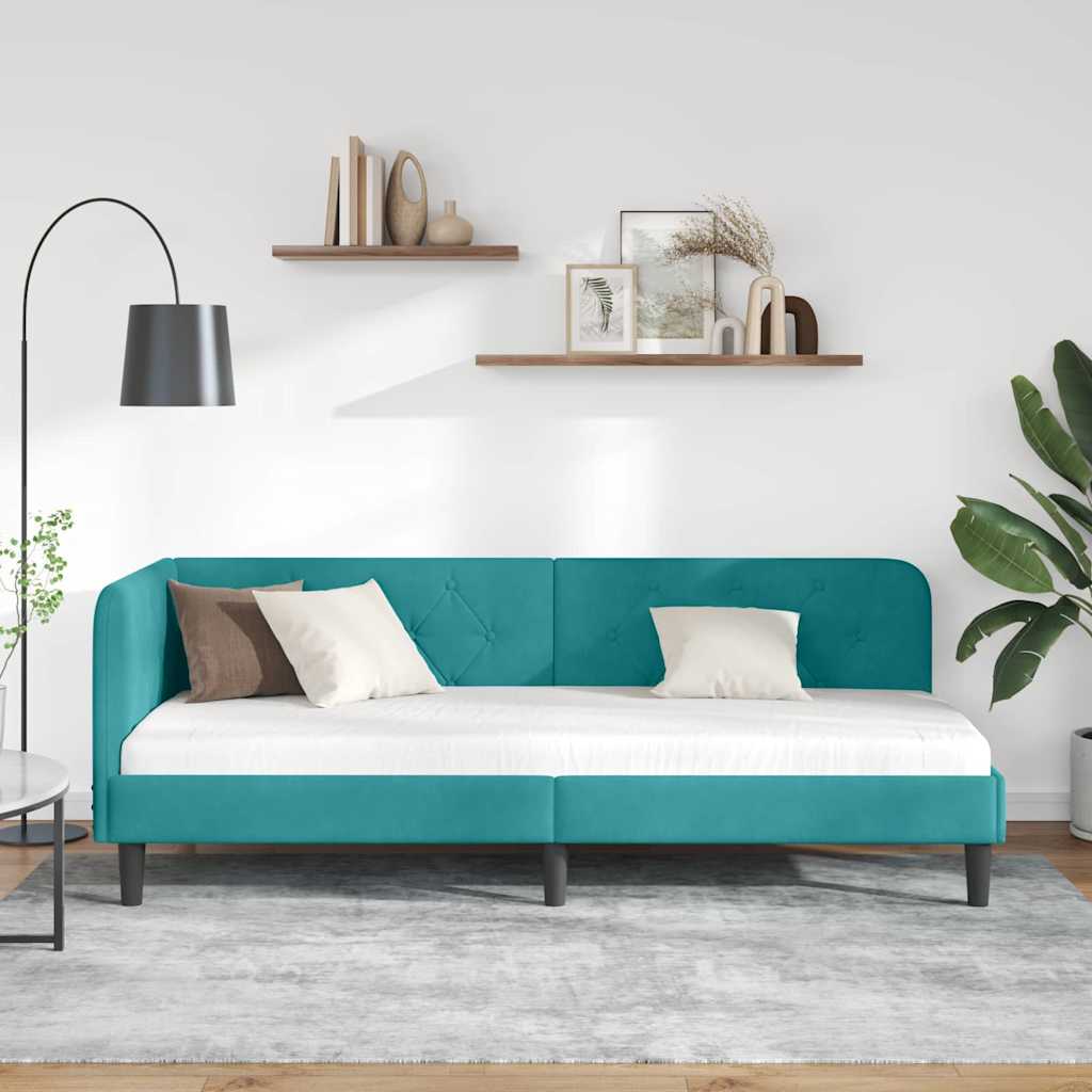vidaXL Κρεβάτι Γωνίας Τιρκουάζ 80 x 200 cm Βελούδο