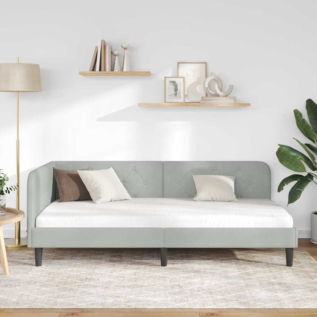 vidaXL Κρεβάτι Γωνίας Ανοιχτό γκρι 90 x 190 cm Βελούδο
