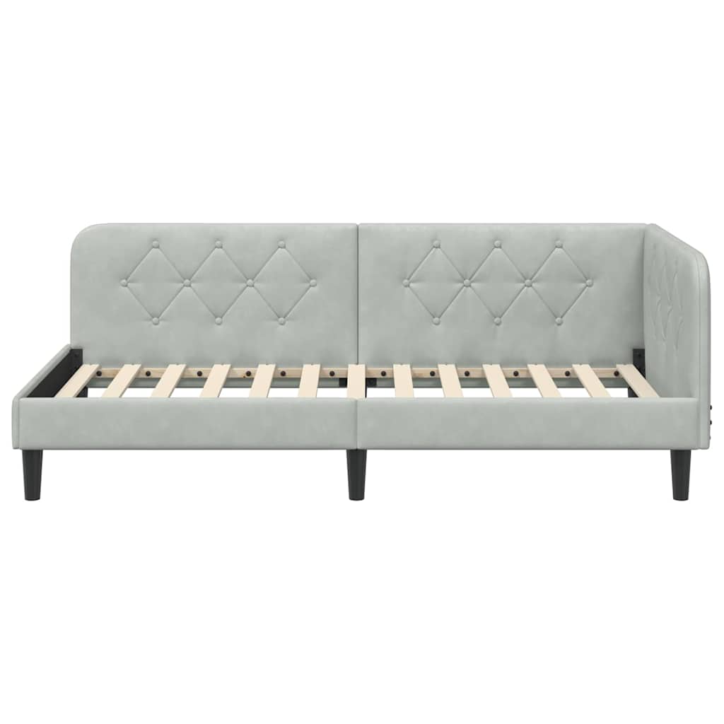 vidaXL Κρεβάτι Γωνίας Ανοιχτό γκρι 90 x 190 cm Βελούδο
