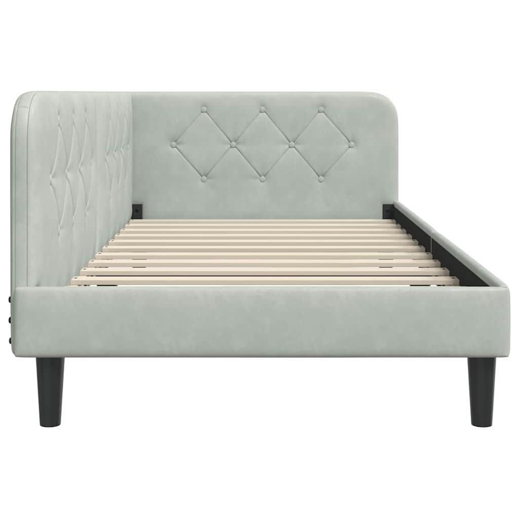 vidaXL Κρεβάτι Γωνίας Ανοιχτό γκρι 90 x 190 cm Βελούδο