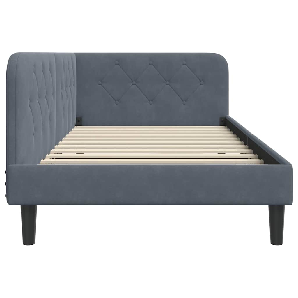 vidaXL Κρεβάτι Γωνίας Σκούρο Γκρι 90 x 190 cm Βελούδο