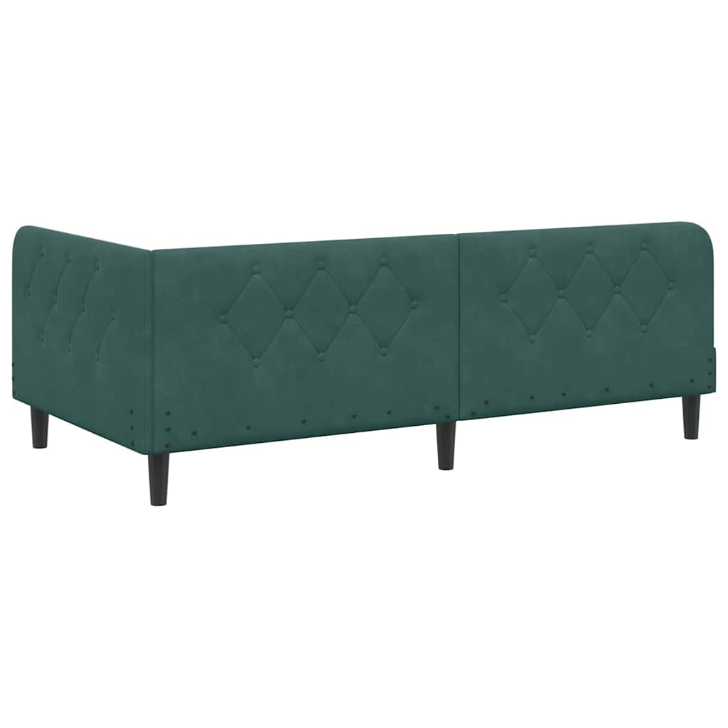vidaXL Κρεβάτι Γωνίας Σκούρο Πράσινο 90 x 190 cm Βελούδο