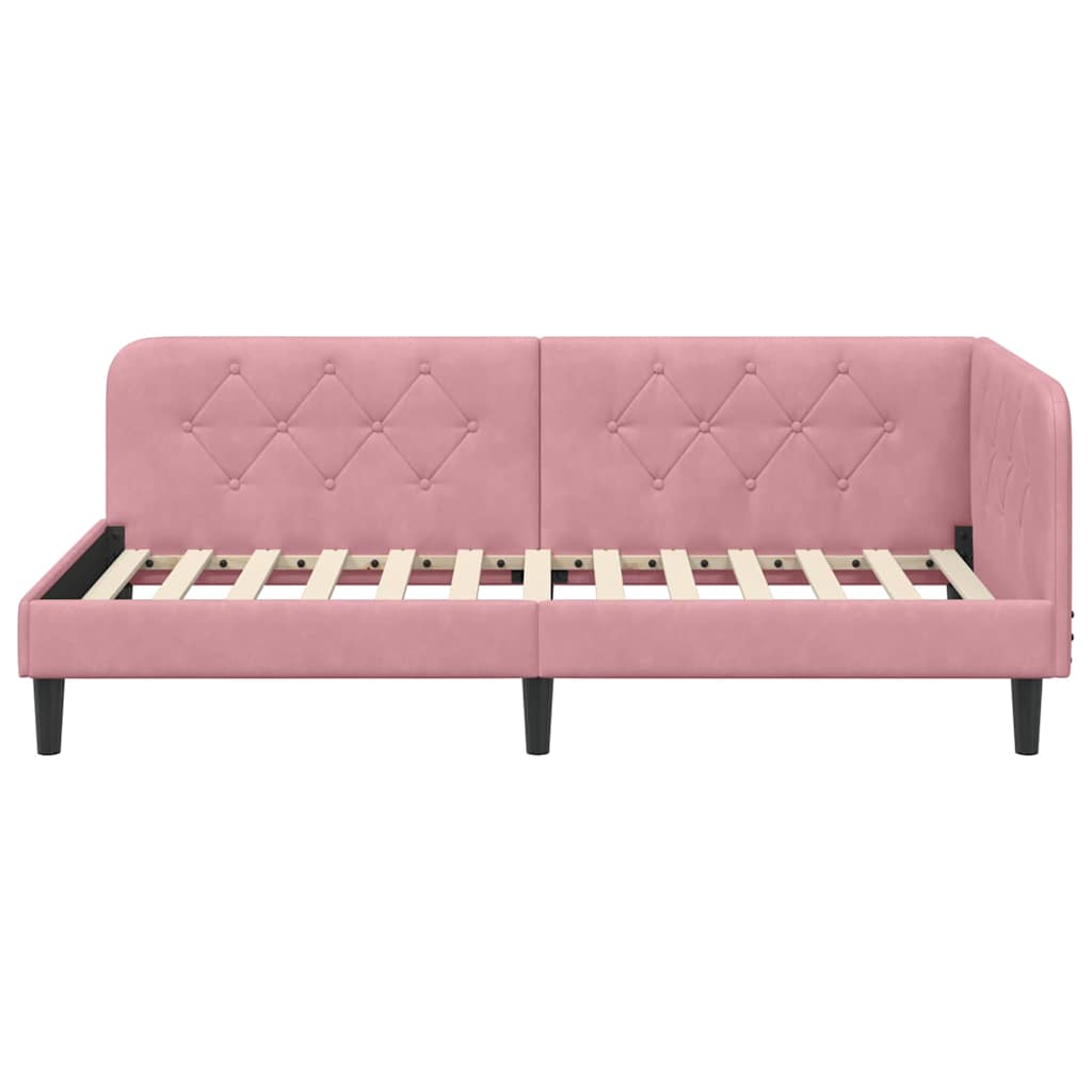 vidaXL Κρεβάτι Γωνίας Ροζ 90 x 190 cm Βελούδο