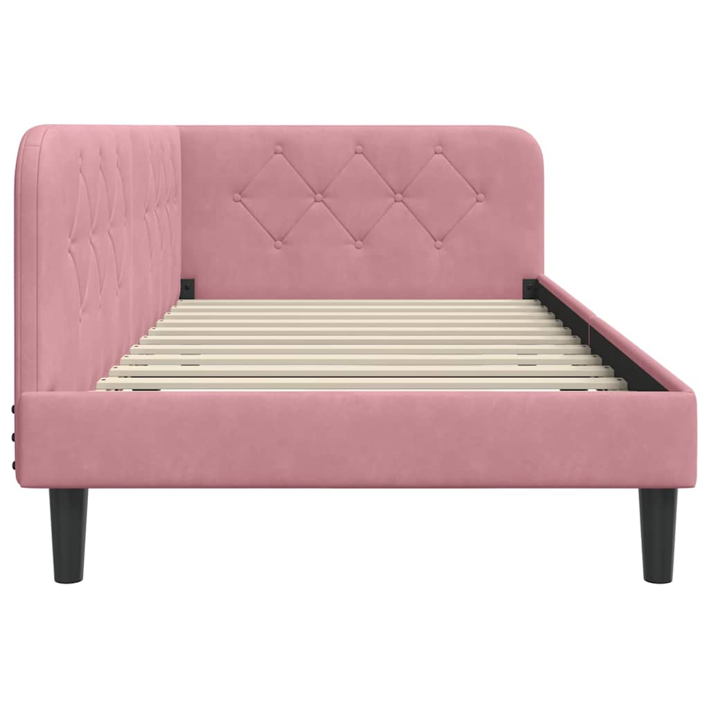 vidaXL Κρεβάτι Γωνίας Ροζ 90 x 190 cm Βελούδο