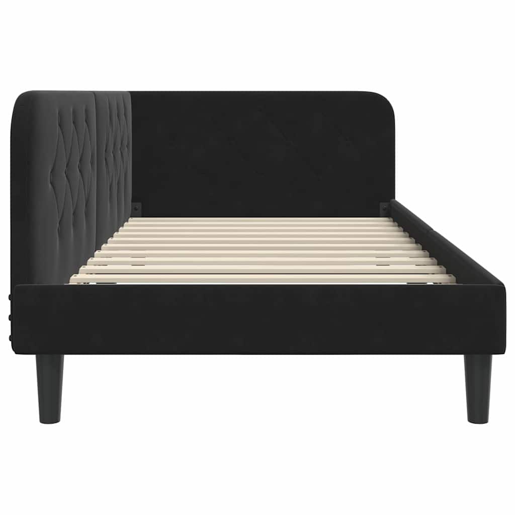 vidaXL Κρεβάτι Γωνίας Μαύρο 90 x 190 cm Βελούδο