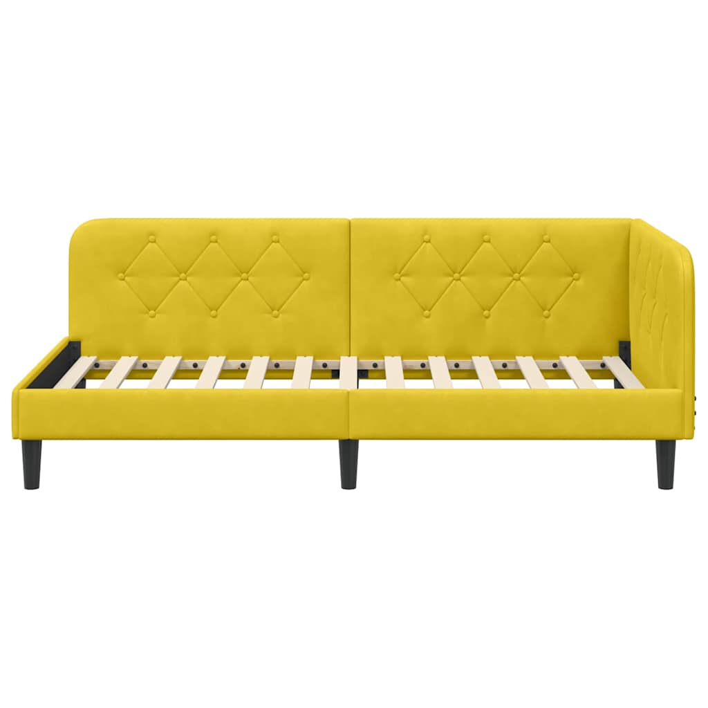 vidaXL Κρεβάτι Γωνίας Κίτρινο 90 x 190 cm Βελούδο