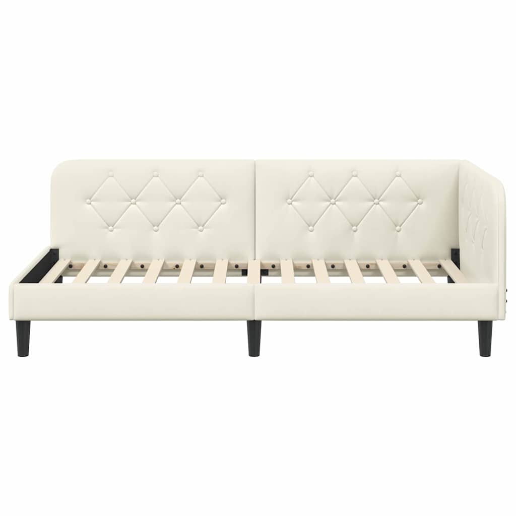vidaXL Κρεβάτι Γωνίας Κρεμ 90 x 190 cm Βελούδο