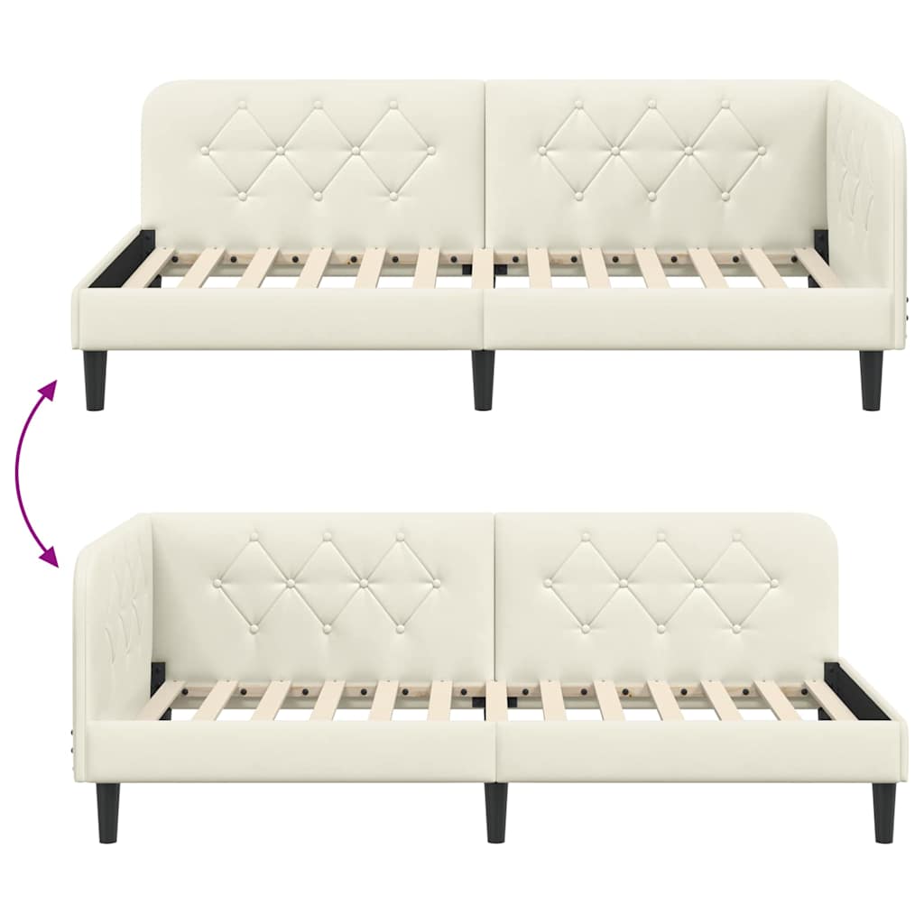vidaXL Κρεβάτι Γωνίας Κρεμ 90 x 190 cm Βελούδο