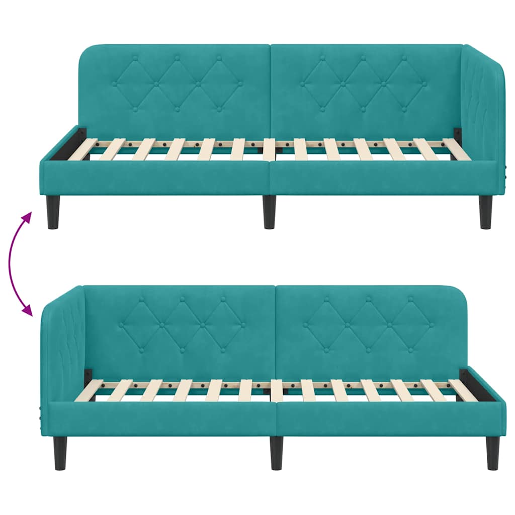 vidaXL Κρεβάτι Γωνίας Τιρκουάζ 90 x 190 cm Βελούδο