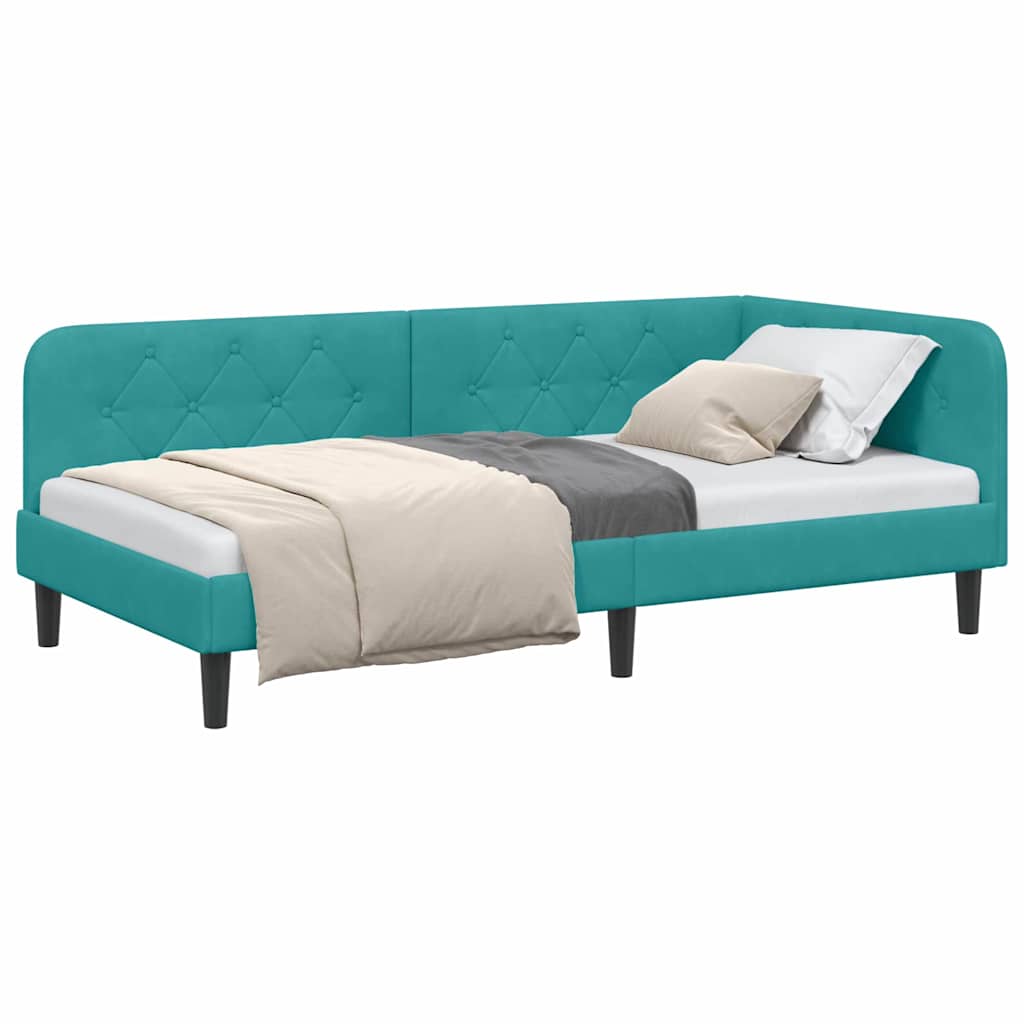vidaXL Κρεβάτι Γωνίας Τιρκουάζ 90 x 190 cm Βελούδο
