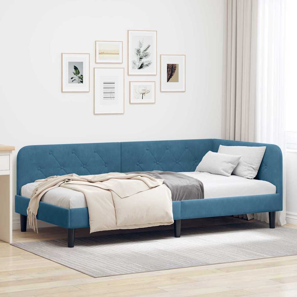 vidaXL Κρεβάτι Γωνίας Μπλε 90 x 200 cm Βελούδο