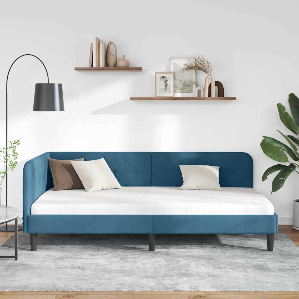vidaXL Κρεβάτι Γωνίας Μπλε 90 x 200 cm Βελούδο