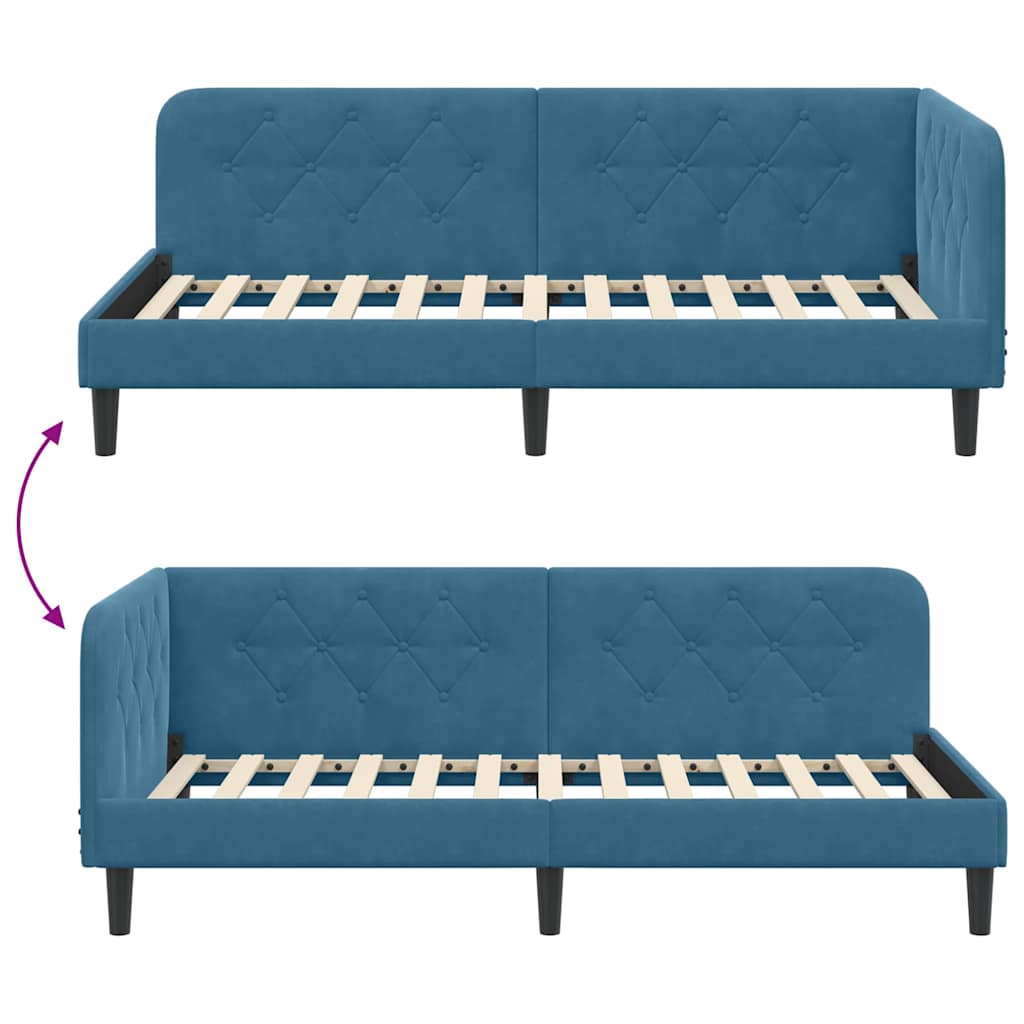 vidaXL Κρεβάτι Γωνίας Μπλε 90 x 200 cm Βελούδο