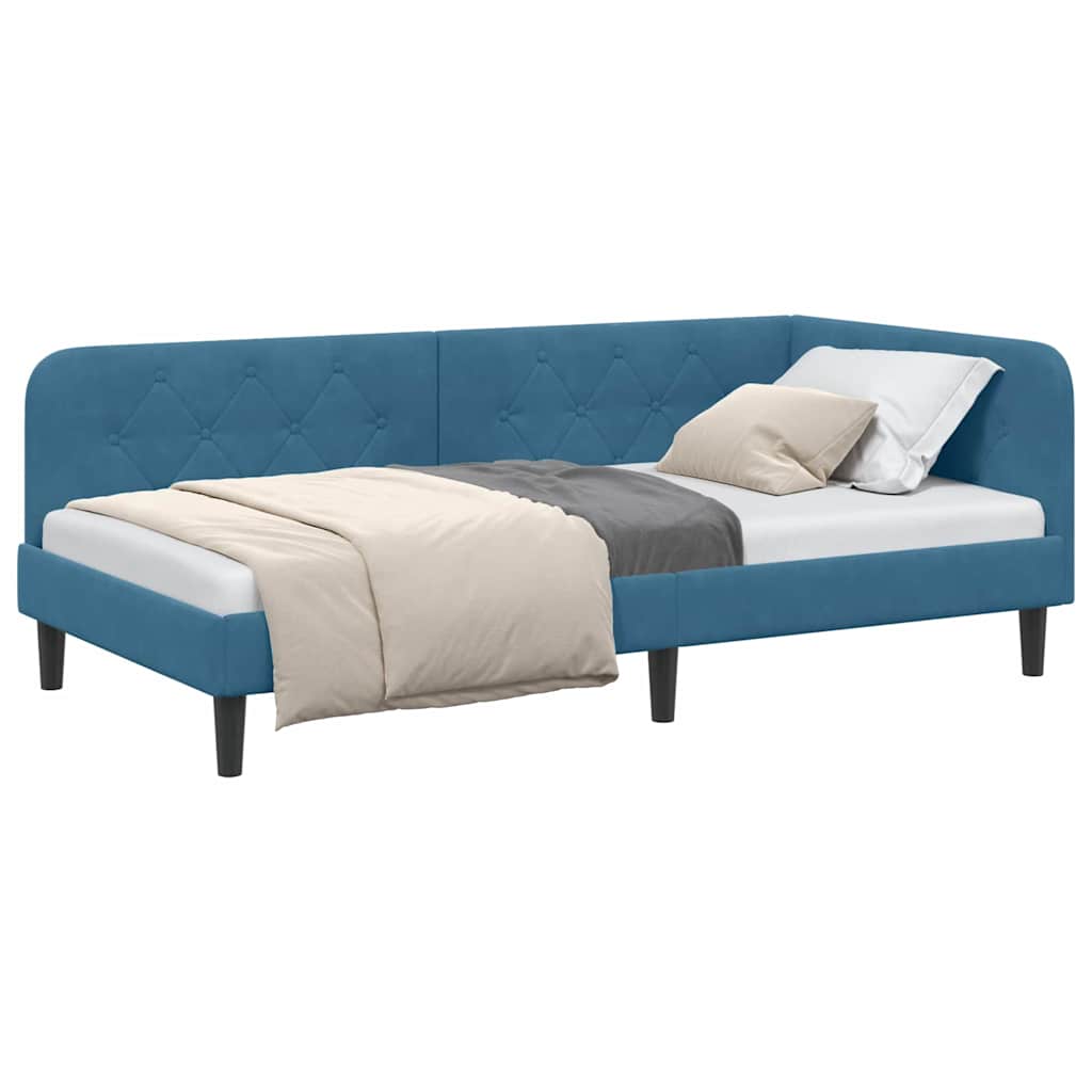 vidaXL Κρεβάτι Γωνίας Μπλε 90 x 200 cm Βελούδο