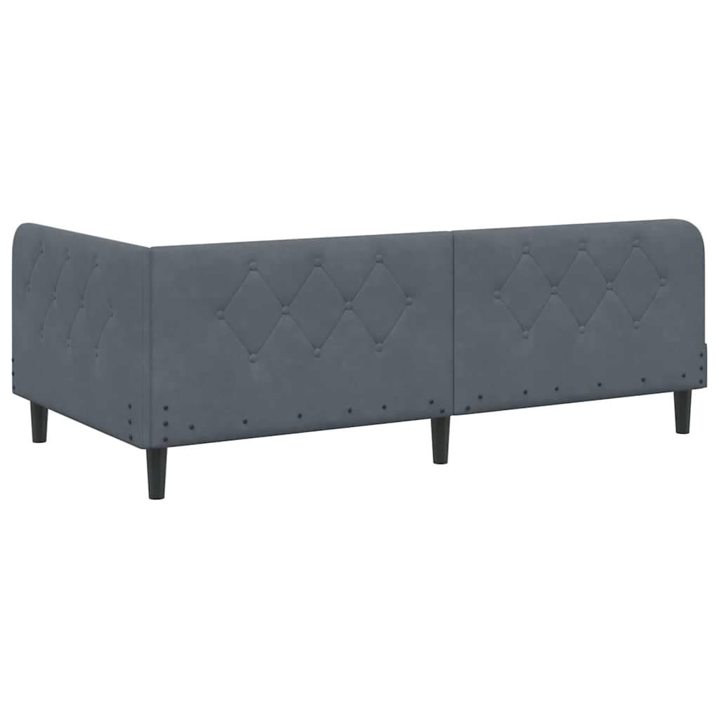 vidaXL Κρεβάτι Γωνίας Σκούρο Γκρι 90 x 200 cm Βελούδο