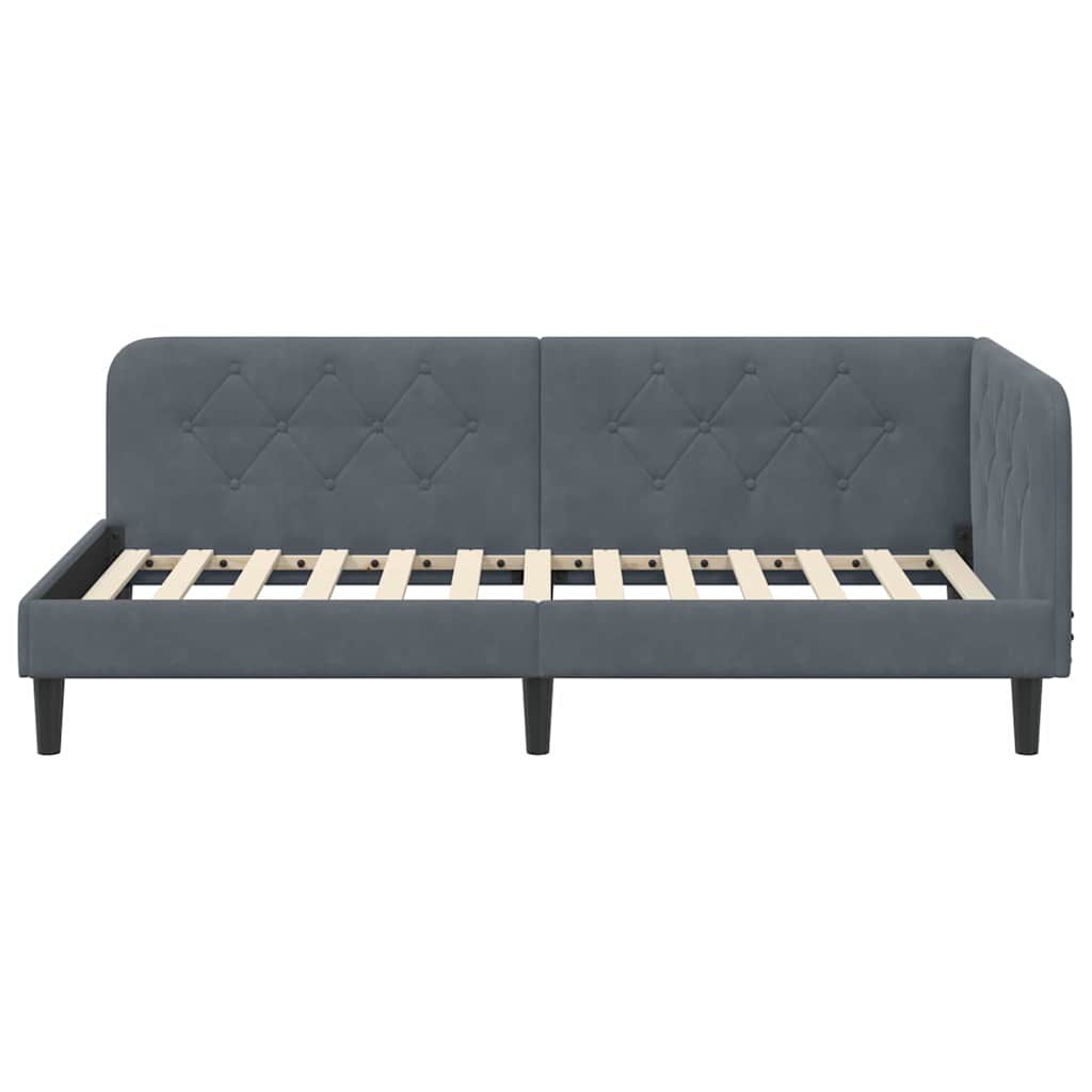 vidaXL Κρεβάτι Γωνίας Σκούρο Γκρι 90 x 200 cm Βελούδο