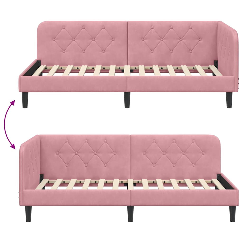 vidaXL Κρεβάτι Γωνίας Ροζ 90 x 200 cm Βελούδο