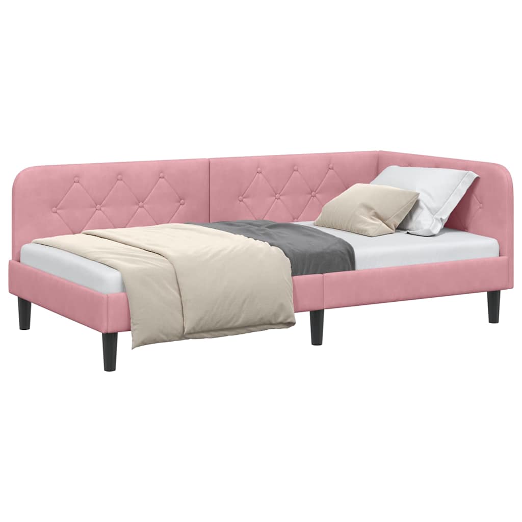 vidaXL Κρεβάτι Γωνίας Ροζ 90 x 200 cm Βελούδο