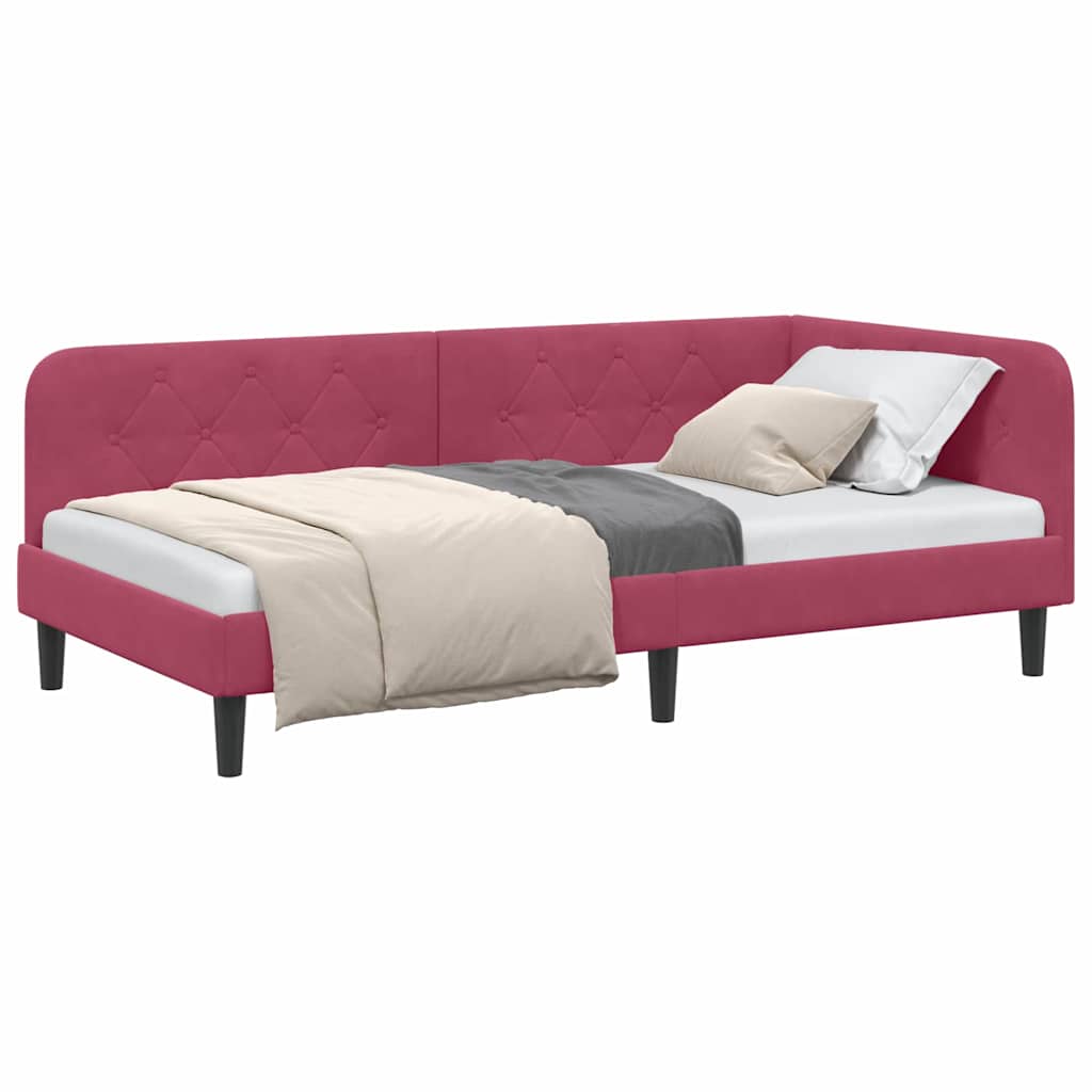 vidaXL Κρεβάτι Γωνίας Κόκκινο 90 x 200 cm Βελούδο