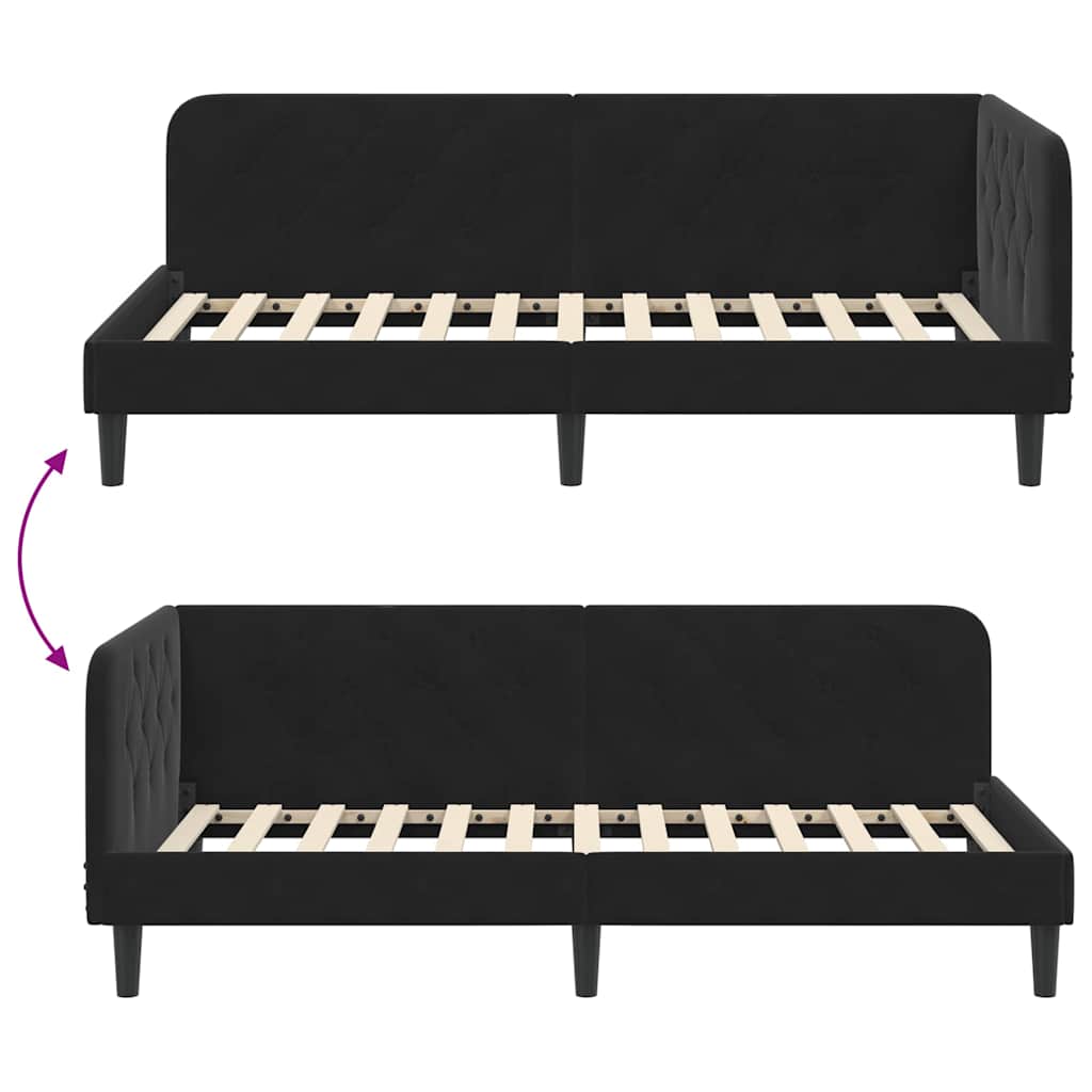 vidaXL Κρεβάτι Γωνίας Μαύρο 90 x 200 cm Βελούδο