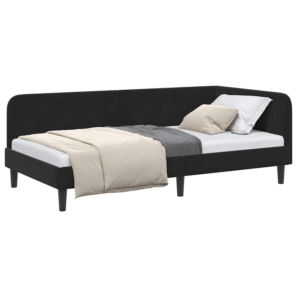 vidaXL Κρεβάτι Γωνίας Μαύρο 90 x 200 cm Βελούδο
