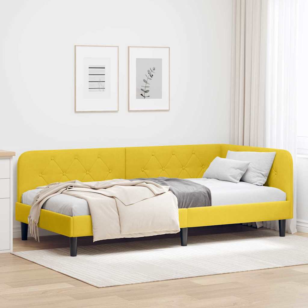 vidaXL Κρεβάτι Γωνίας Κίτρινο 90 x 200 cm Βελούδο