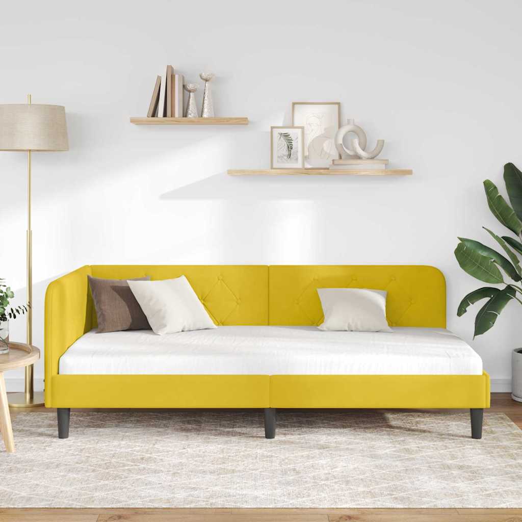 vidaXL Κρεβάτι Γωνίας Κίτρινο 90 x 200 cm Βελούδο