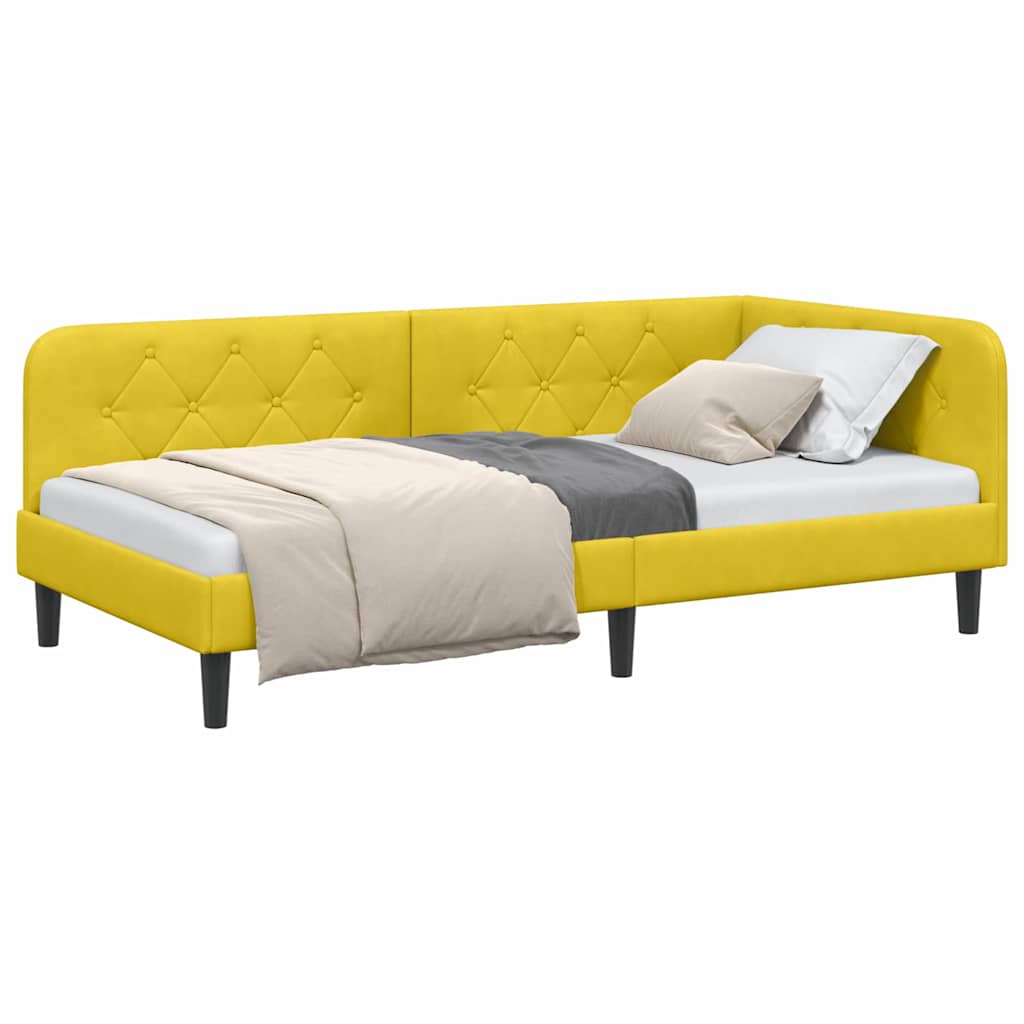 vidaXL Κρεβάτι Γωνίας Κίτρινο 90 x 200 cm Βελούδο