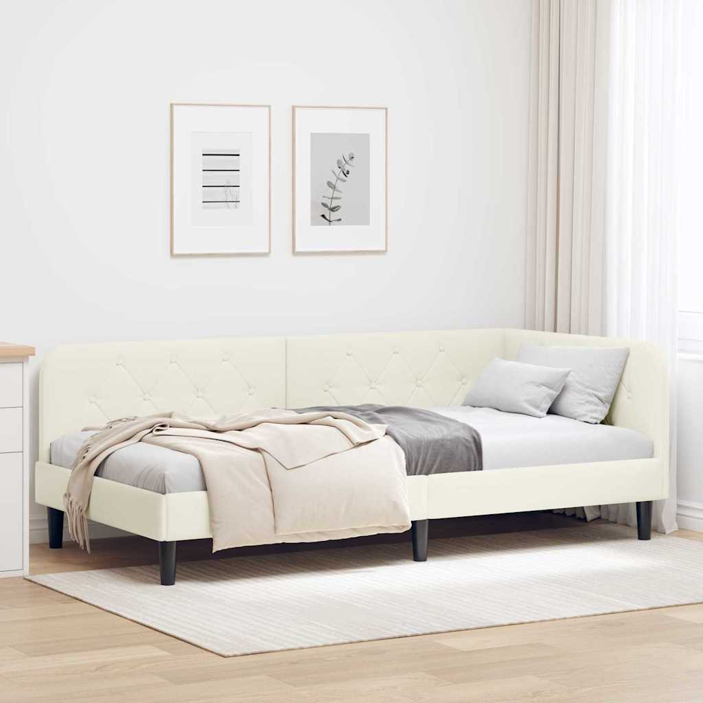vidaXL Κρεβάτι Γωνίας Κρεμ 90 x 200 cm Βελούδο
