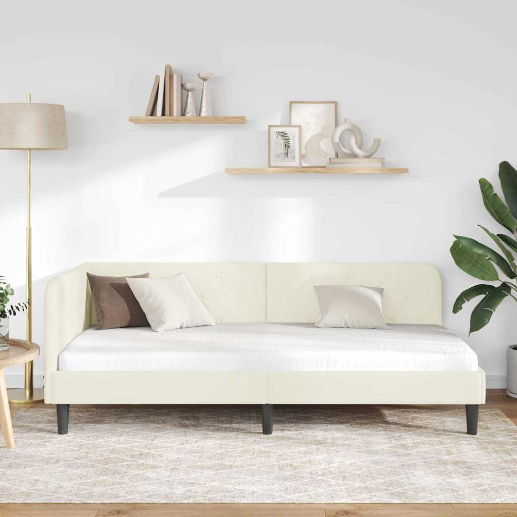 vidaXL Κρεβάτι Γωνίας Κρεμ 90 x 200 cm Βελούδο