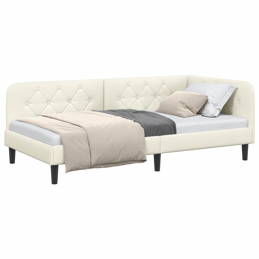 vidaXL Κρεβάτι Γωνίας Κρεμ 90 x 200 cm Βελούδο