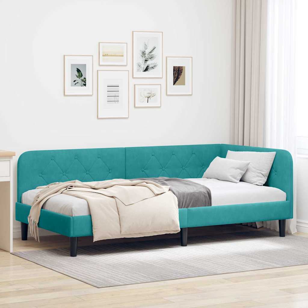 vidaXL Κρεβάτι Γωνίας Τιρκουάζ 90 x 200 cm Βελούδο