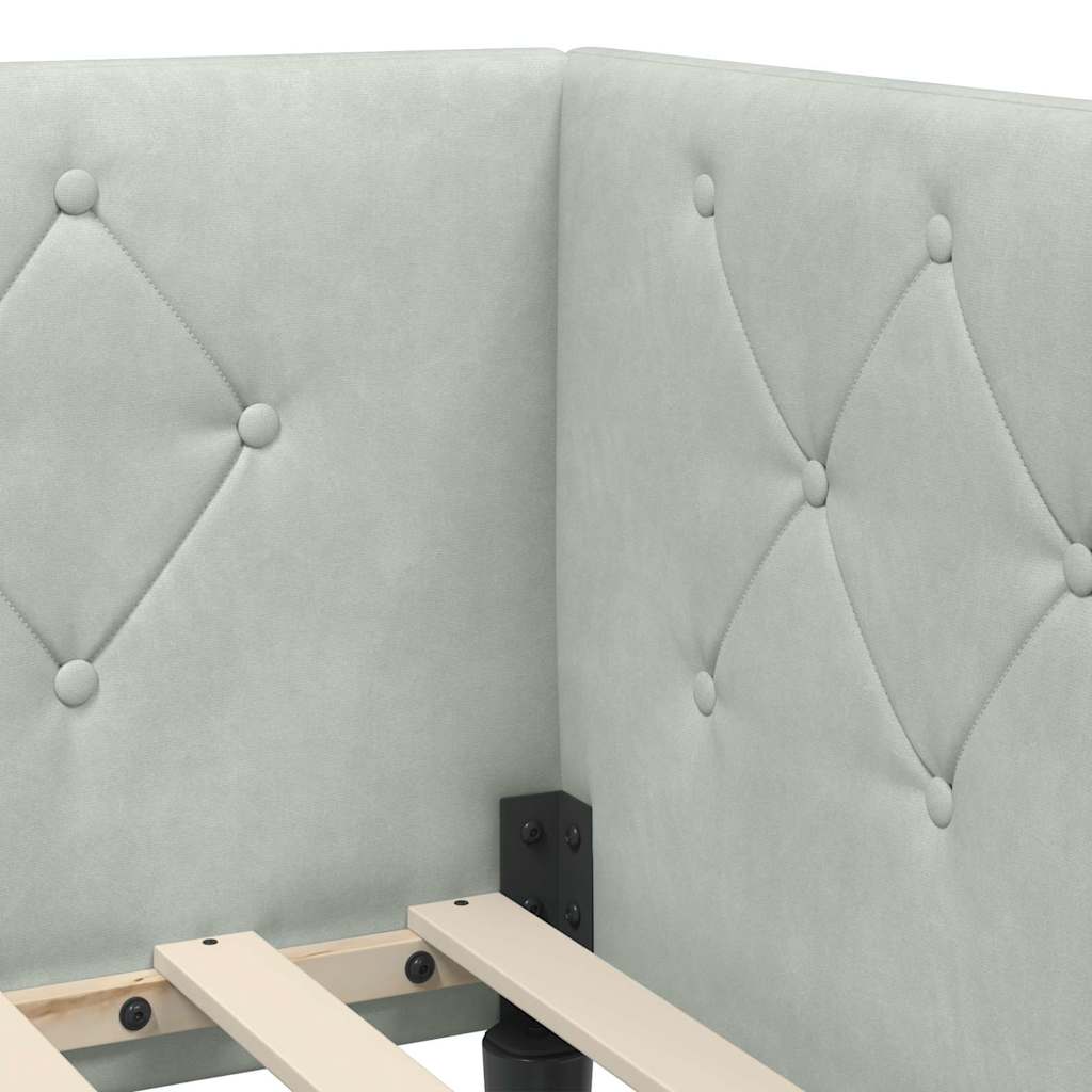 vidaXL Κρεβάτι Γωνίας με κεφαλάρι Ανοιχτό γκρι 100 x 200 cm Βελούδο