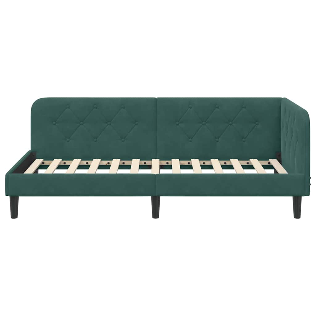 vidaXL Κρεβάτι Γωνίας Σκούρο Πράσινο 100 x 200 cm Βελούδο
