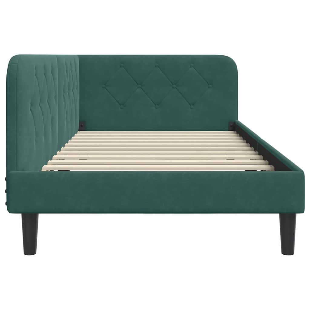vidaXL Κρεβάτι Γωνίας Σκούρο Πράσινο 100 x 200 cm Βελούδο