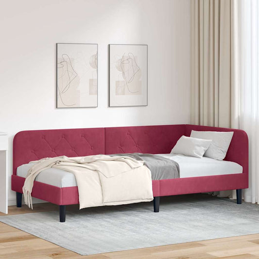 vidaXL Κρεβάτι Γωνίας Κόκκινο 100 x 200 cm Βελούδο