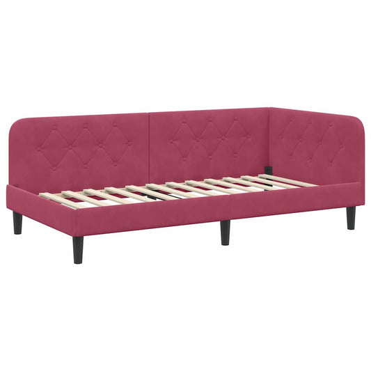 vidaXL Κρεβάτι Γωνίας Κόκκινο 100 x 200 cm Βελούδο