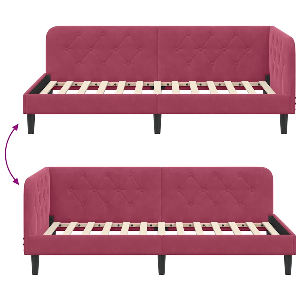 vidaXL Κρεβάτι Γωνίας Κόκκινο 100 x 200 cm Βελούδο