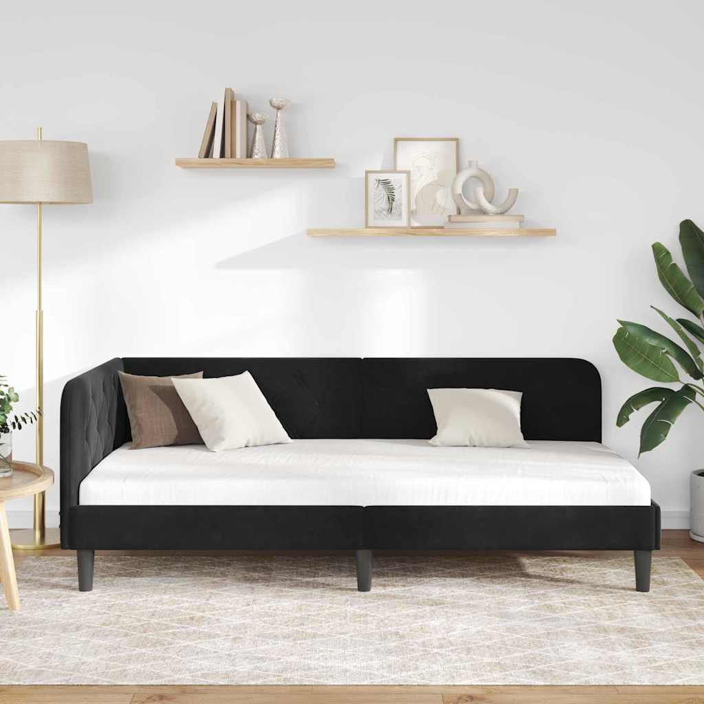 vidaXL Κρεβάτι Γωνίας Μαύρο 100 x 200 cm Βελούδο