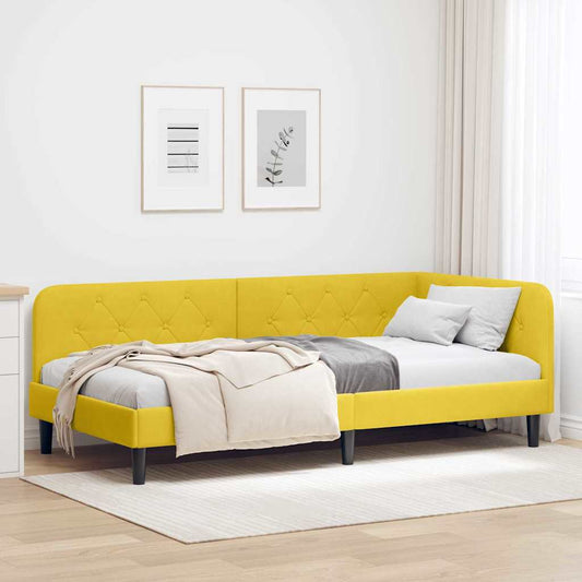 vidaXL Κρεβάτι Γωνίας Κίτρινο 100 x 200 cm Βελούδο