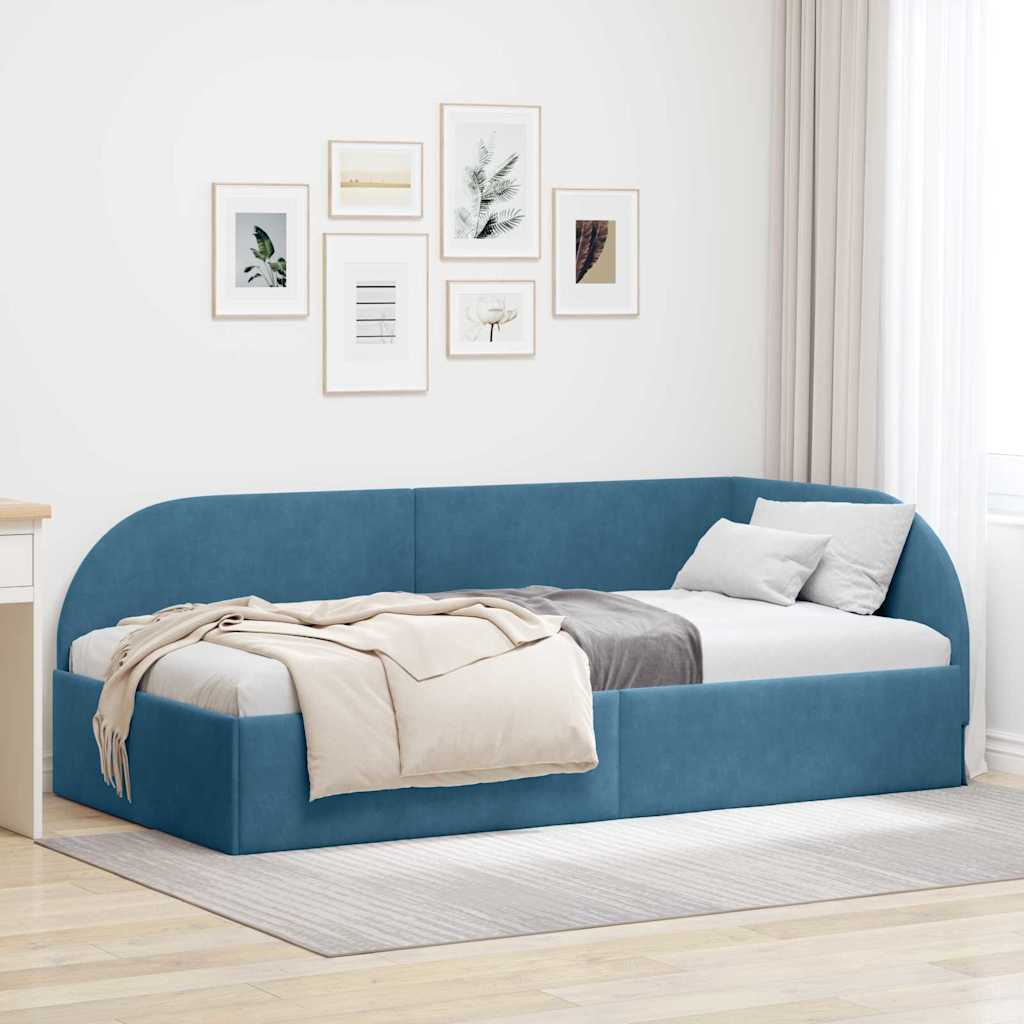 vidaXL Κρεβάτι Γωνίας Μπλε 90 x 190 cm Βελούδο