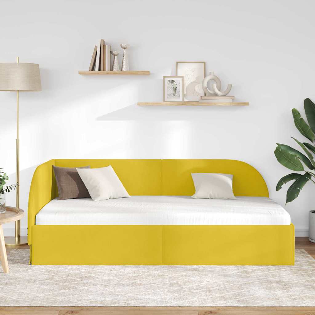 vidaXL Κρεβάτι Γωνίας με κεφαλάρι Κίτρινο 90 εκ x 190 εκ Βελούδο