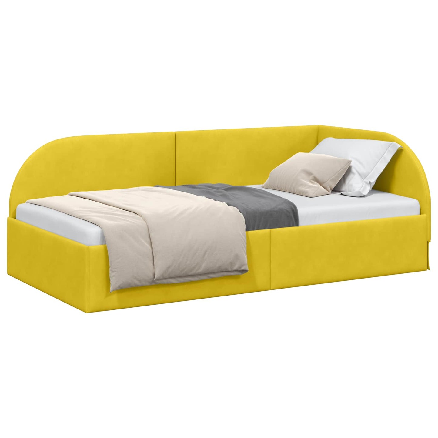vidaXL Κρεβάτι Γωνίας με κεφαλάρι Κίτρινο 90 εκ x 190 εκ Βελούδο