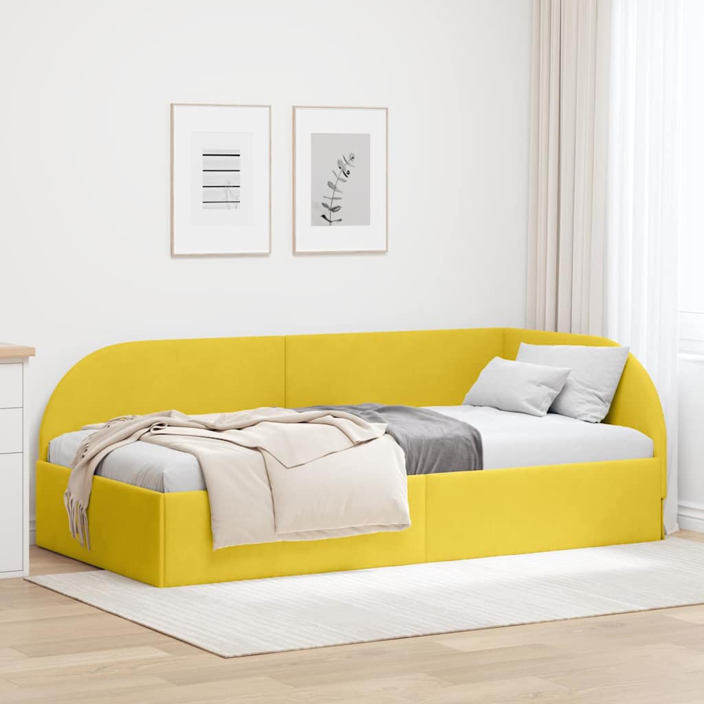 vidaXL Κρεβάτι Γωνίας με κεφαλάρι Κίτρινο 90 εκ x 200 εκ Βελούδο