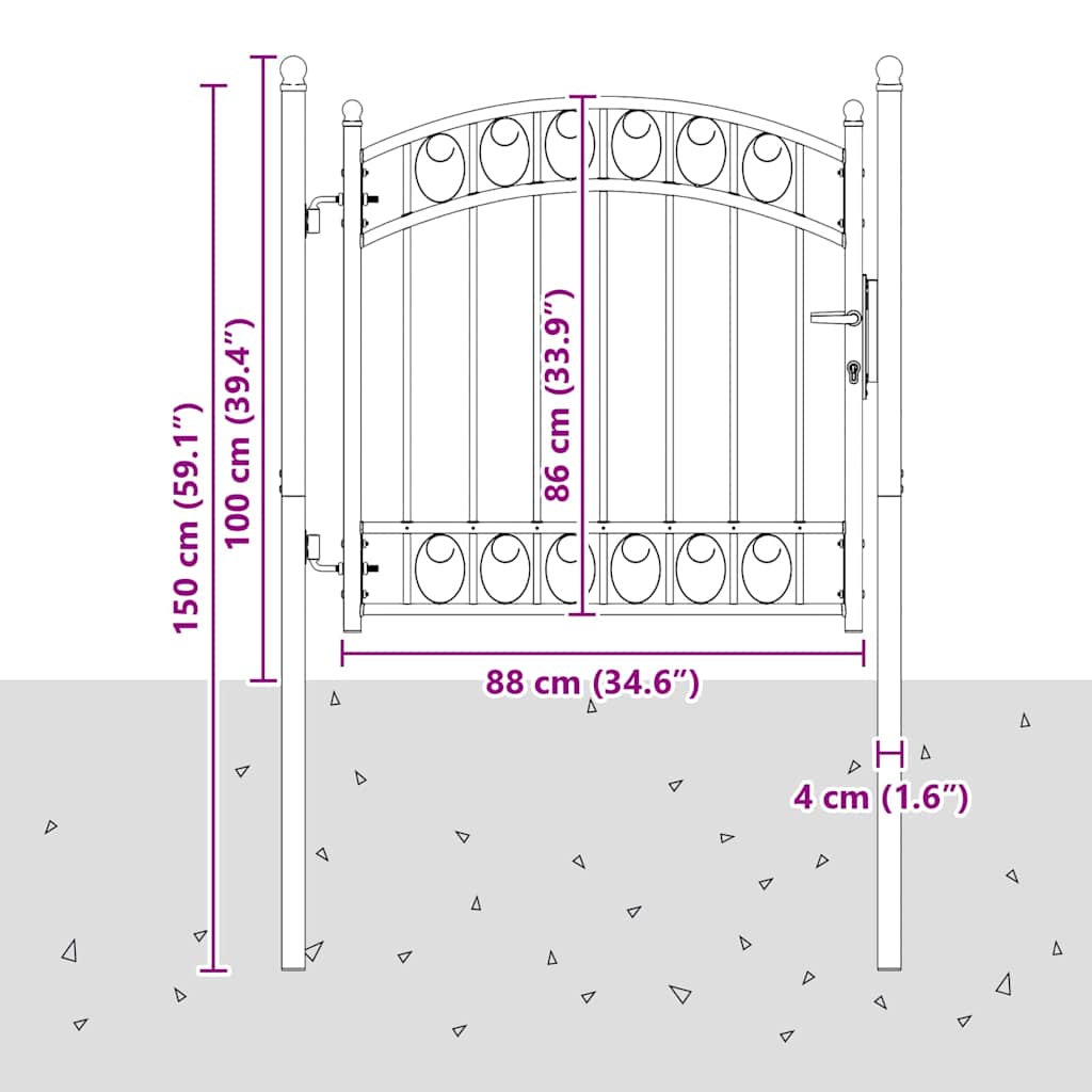 vidaXL Πύλη Φράχτη Γκρι 100 x 100 cm Ατσάλι με Επικάλυψη Πούδρας