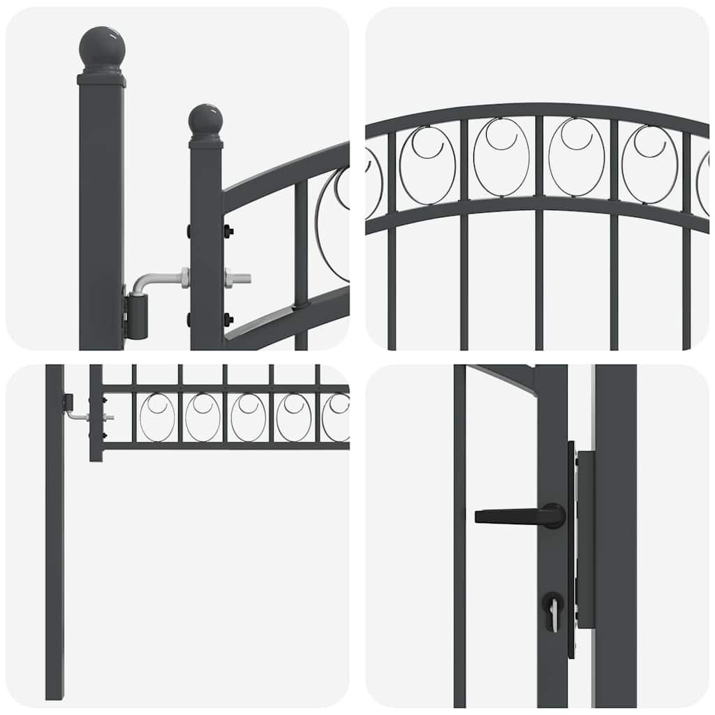 vidaXL Πύλη Φράχτη Γκρι 125 x 100 εκ Ατσάλι με Επικάλυψη Πούδρας